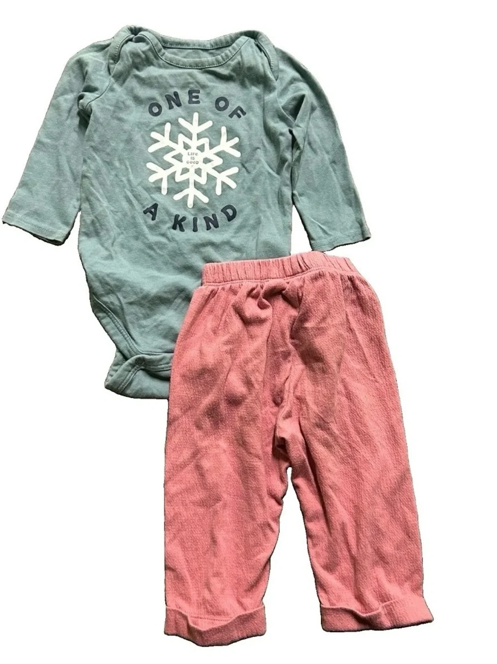 Baby Girl Clothing Matching Set Life Is Good Pants Bodysuits Size 6-9 Months